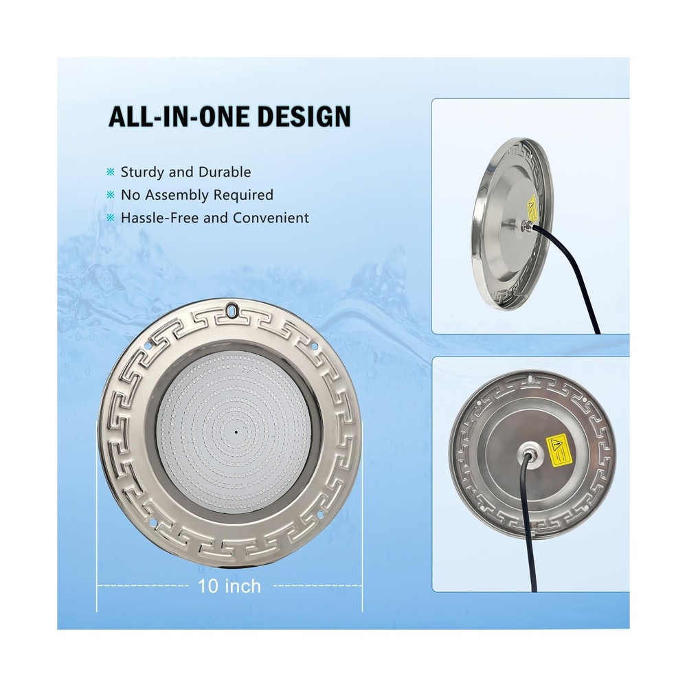 Pool Lights for Inground Pool, 10 Inch Large LED Multicolor Inground Pool Lig...