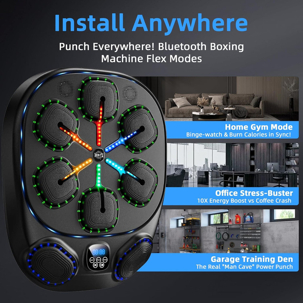 Music Boxing Machine with LED Lights & Bluetooth Speaker – Interactive Punching
