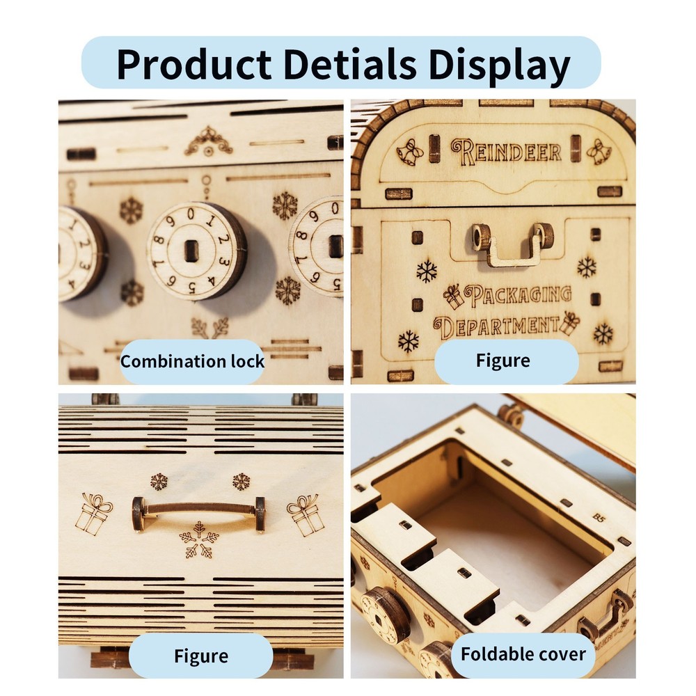 3D Wooden Puzzle DIY Treasure Box Model Building Kits Brain Teaser Projects