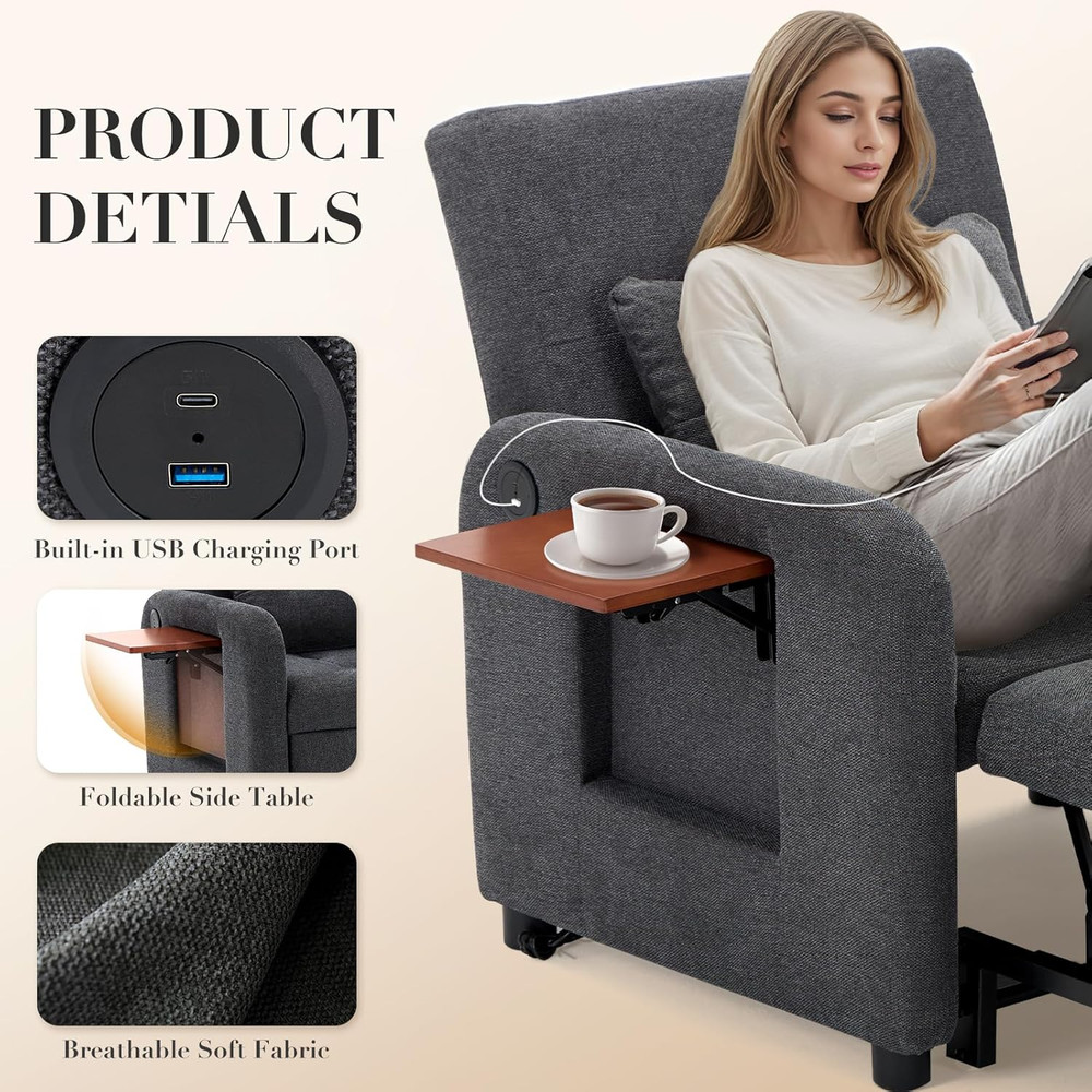 Convertible Sleeper Chair-Fabric Futon Sofa Bed, Single Sleeper Sofa, Small Couc