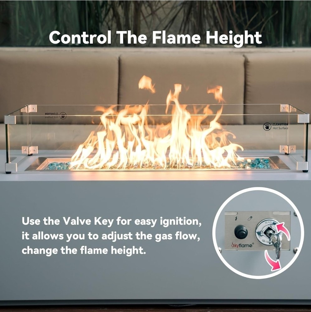 Skyflame 30 x 10 Inch Rectangular Fire Pit Pan Kit, Stainless Steel Drop-in Pan