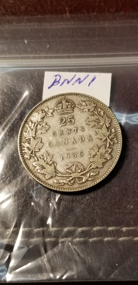 Canada 1935 Silver 25 Cent Coin Idbba1.