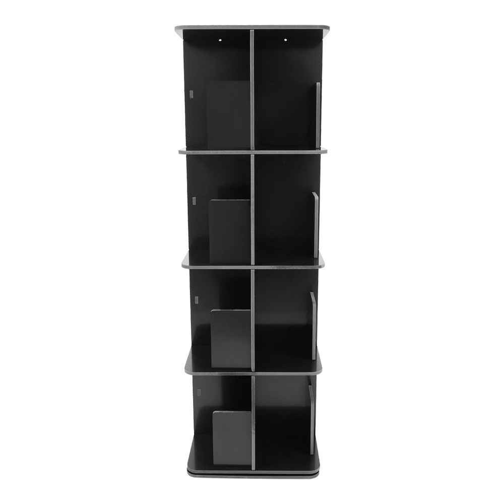 4-Tier Black 360° Rotating Bookshelf Standing Bookcase Small Corner Bookcase