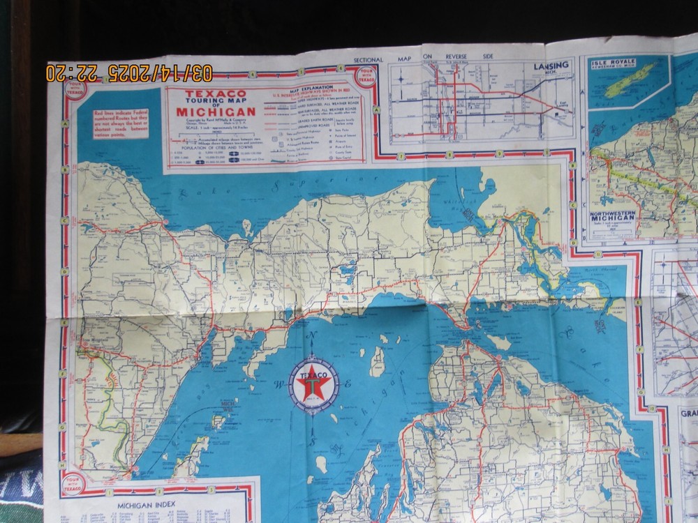 Michigan texaco touring map 1938