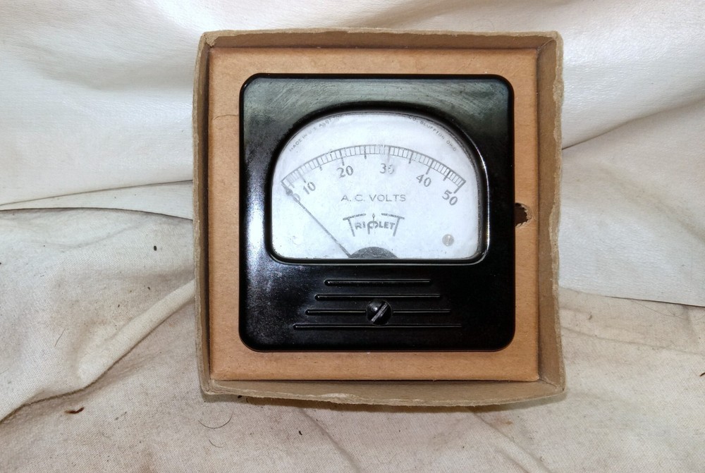 Vintage NOS Triplett 0-50 VAC Panel Meter tested good