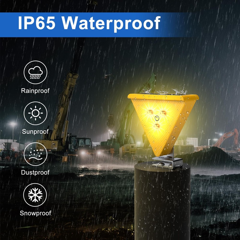 Solar Warning Light - LED Flashing Safety Light with Reflective Sticker