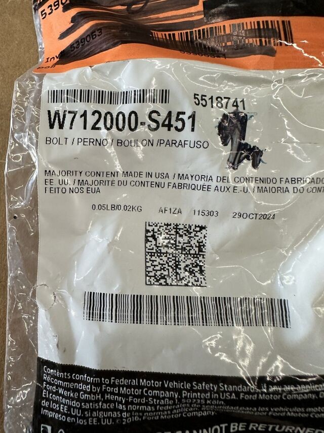 Genuine Ford Shifter Bolt W712000-S451