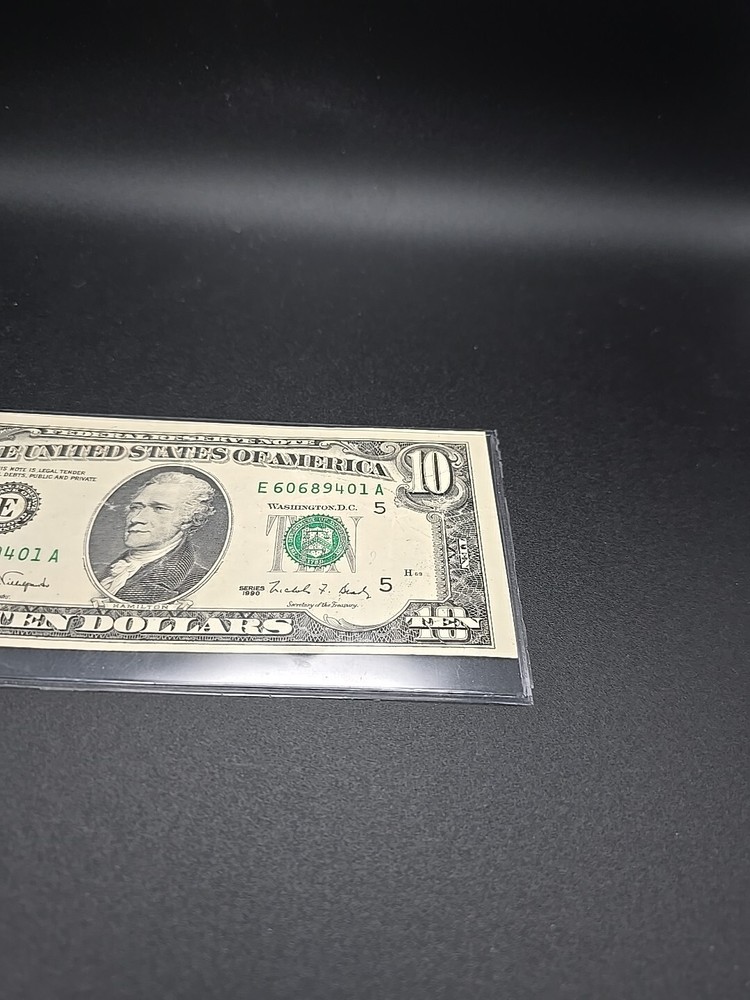 ((Gutter Fold Error)) $10 1990 Federal Reserve Note