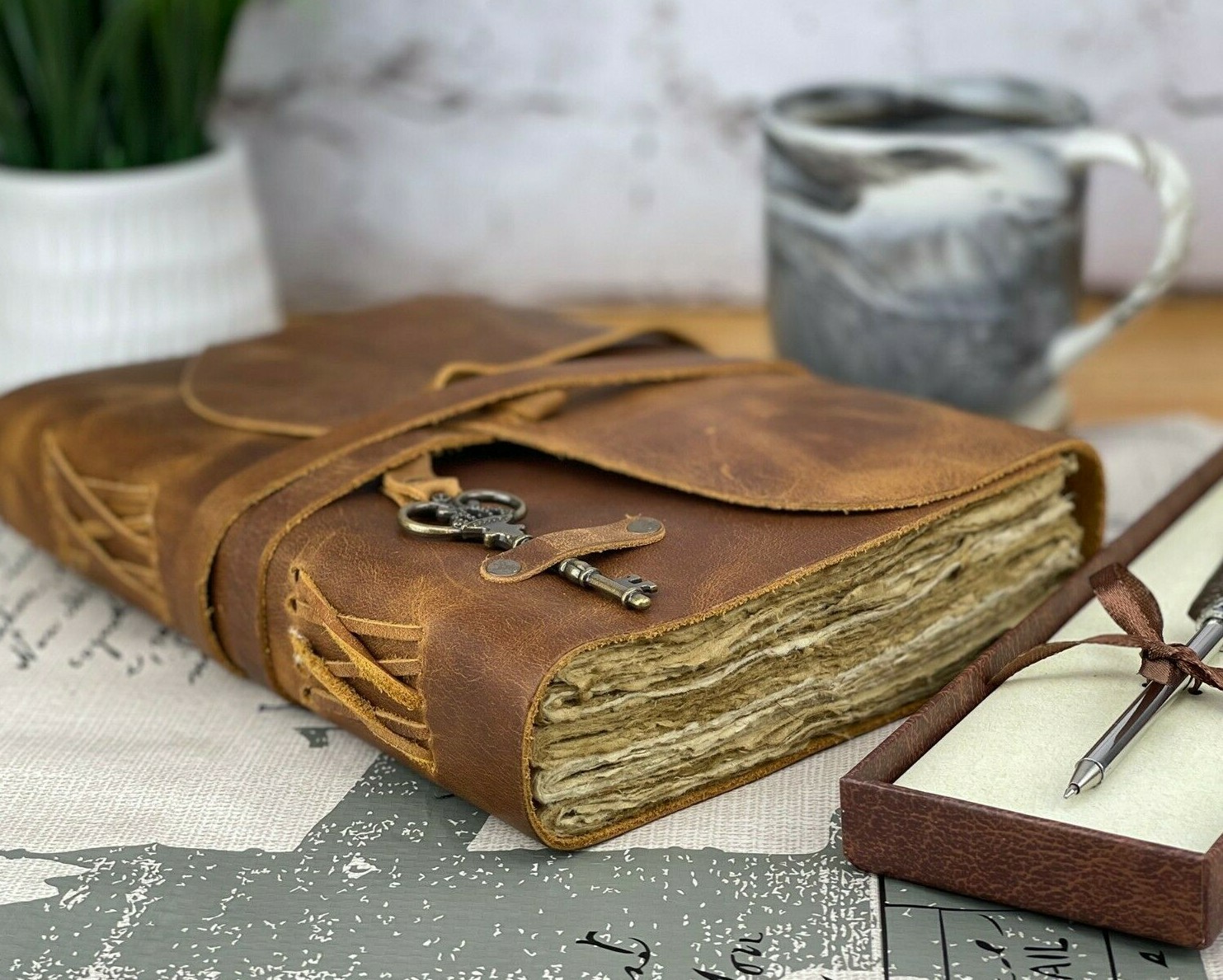 Personalized Leather Journal With Small Defects Handmade Deckle Edge Paper