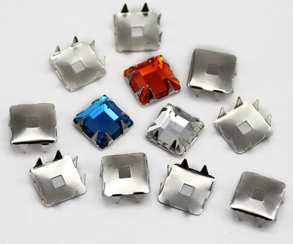 12X12MM SQUARE Tiffany Settings - 36 Pieces - Silver