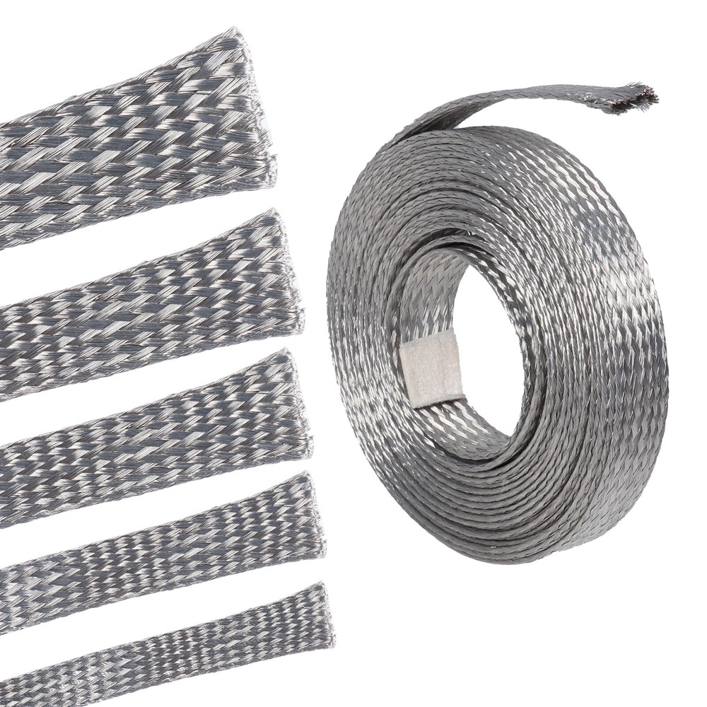Braid Ground Strap Tinned Copper Metal Cable Sleeve Mesh EMI RFI ESD Shield Lot