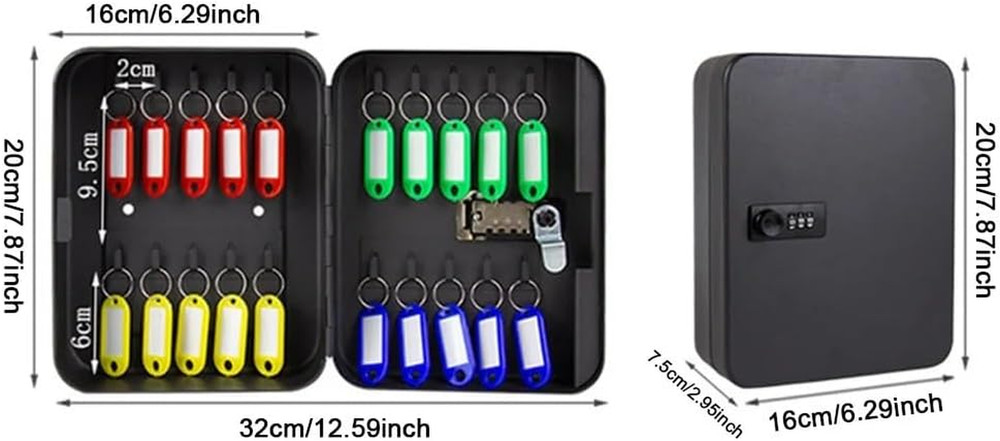 Up to 20 Keys Wall Mount Key Cabinet Key Storage Box Case Metal Security Key/Cod