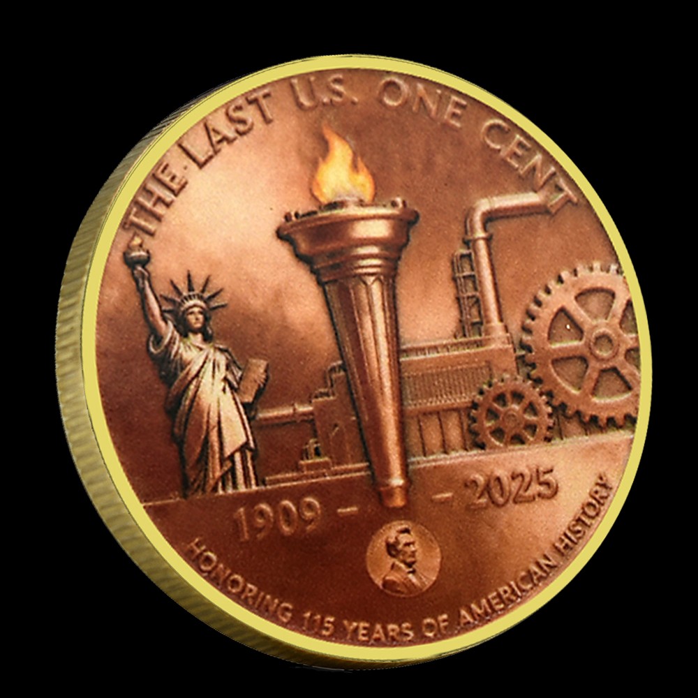Final Penny Challenge Coin – The Last US One Cent, 1909-2025, Lincoln Memorial