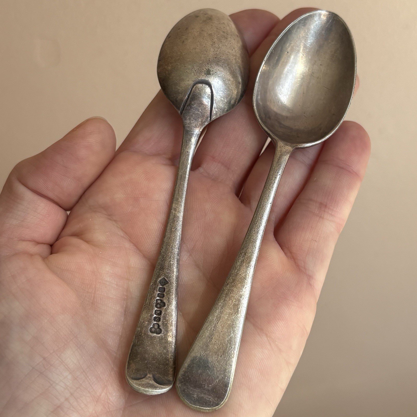 Vintage Sterling Silver Teaspoons Pair 1976 Birmingham Baker Bros 925 Hallmarked