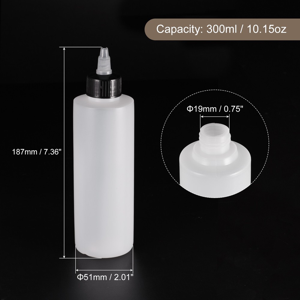 5Pack 300ml Empty Squeeze Bottles Dispensing Bottle with Twist Top Cap