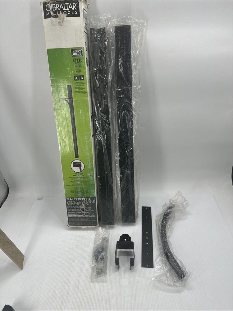 Gibraltar Mailbox Post 47.7 in. galvanized Black Steel Mailbox Post Adjustable