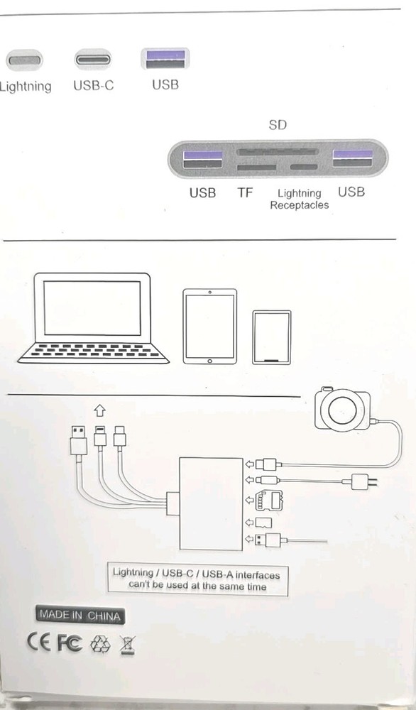 ALL-ROUND SD & TF CAMERA CARD READER NK-1032 PRO ADAPTER USB-C & Apple Lightning