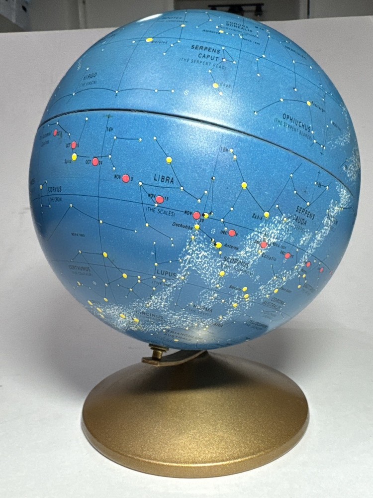 Vintage 1970's Replogle Metal 6” Celestial Constellation Globe, RARE