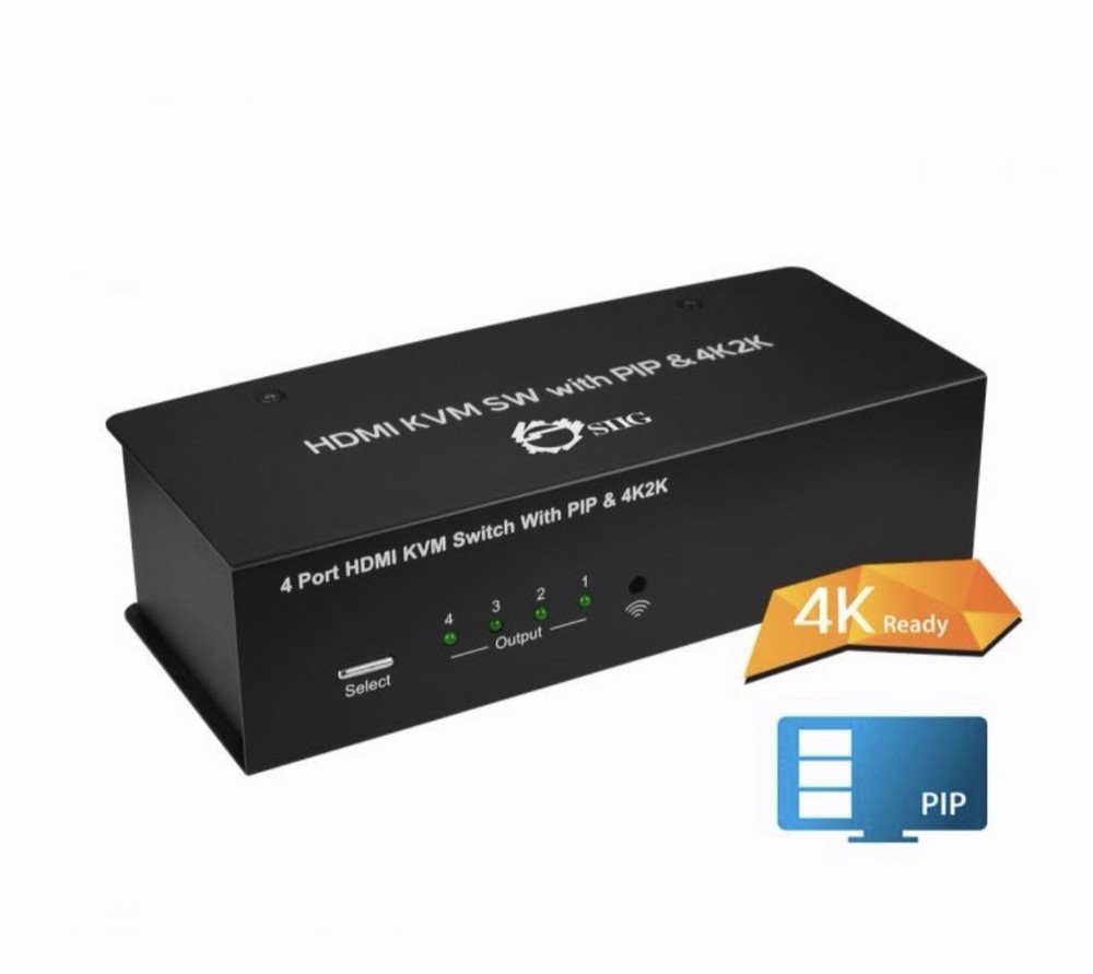 SIIG 4x1 USB HDMI KVM Switch with 4Kx2K & PIP