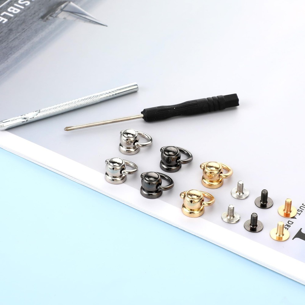 32 PCS Brass Ball Studs Rivets D Ring, Crossbody Conversion Kit, 360°rotatabl...