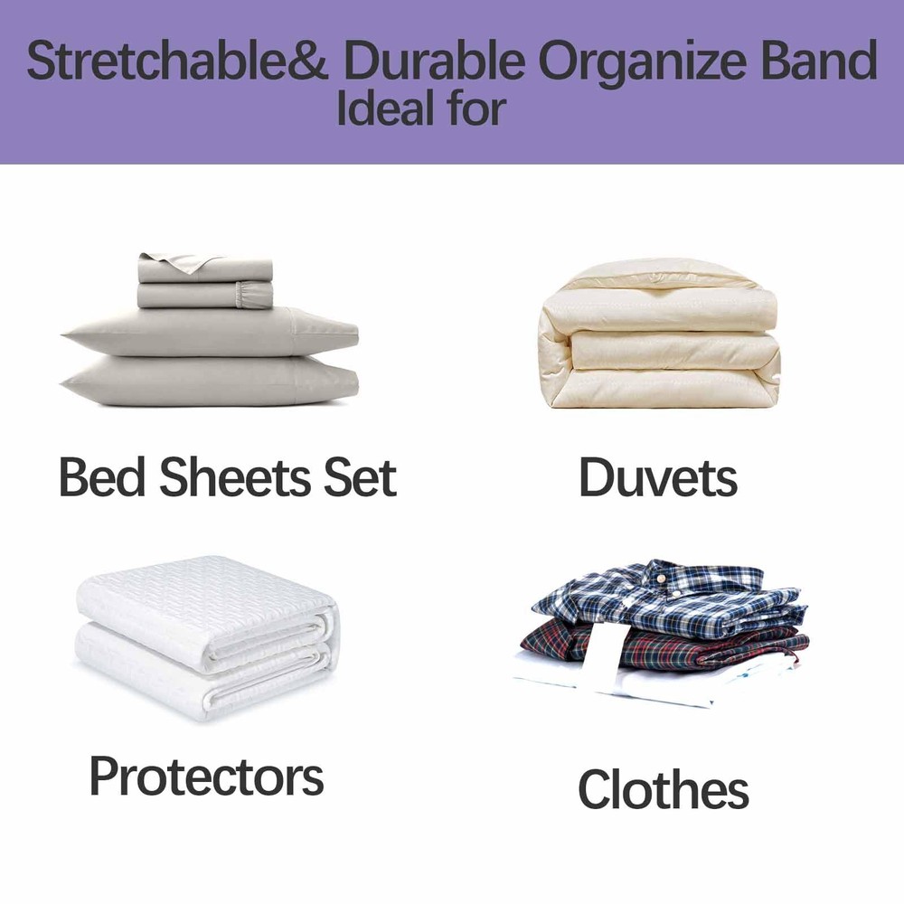 Bed Sheet Organizer Bands Sheet Set Storage Size Marking Bands Elastic Bedding S