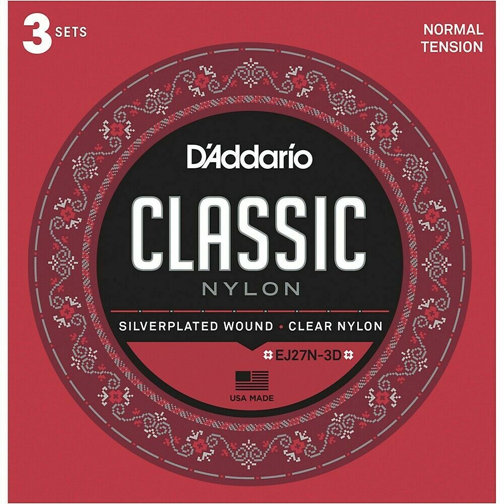 3 Sets EJ27N D'Addario Nylon Strings Normal Tension EJ27N-3D Classical Guitar