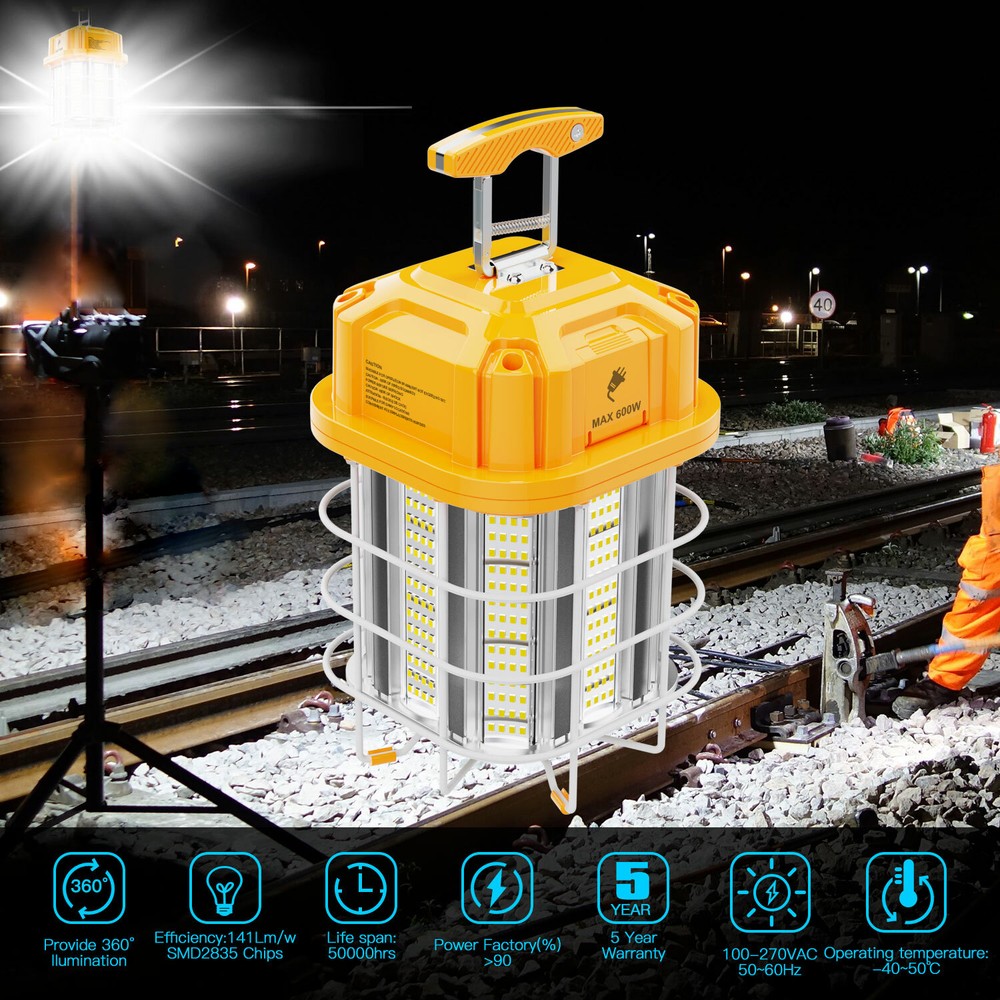80W LED Temporary Work Light 5000K 11200Lm Led High Bay Construction Lights ETL