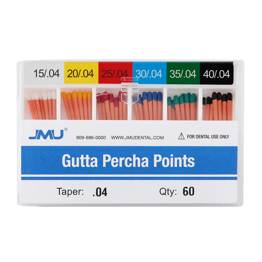 JMU Gutta Percha Points Taper Size 0.04 #15-40 Assorted Color-coded 60pcs/Pack