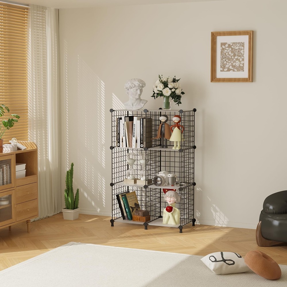 6 Cube Storage Wire Closet Organizers DIY Stackable Storage Shelves Bookcase ...