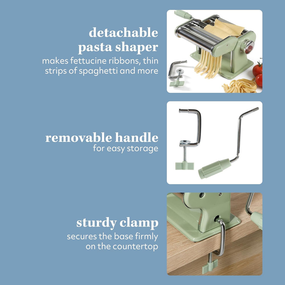 Kitchen Essential Va Bene Manual Pasta Maker Machine Noodle Maker W/Rollers & Cu