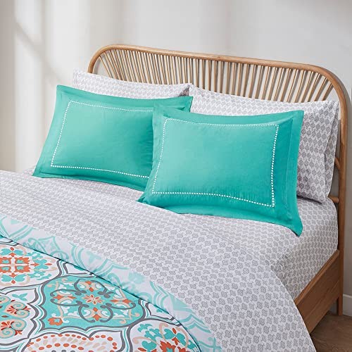 Full Size Comforter Sets with Sheets Floral, Aqua Boho Complete Bedding Set