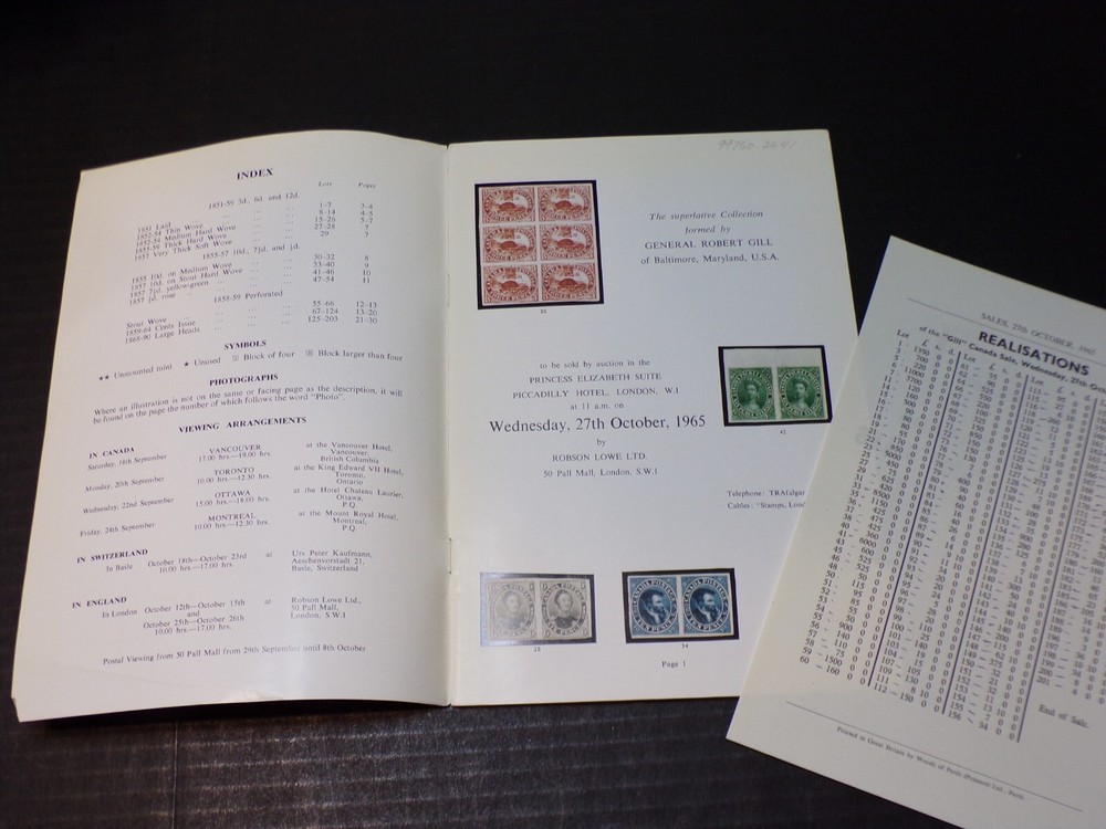 General Robert Gill 'Canada' auction catalog 1965 (878)