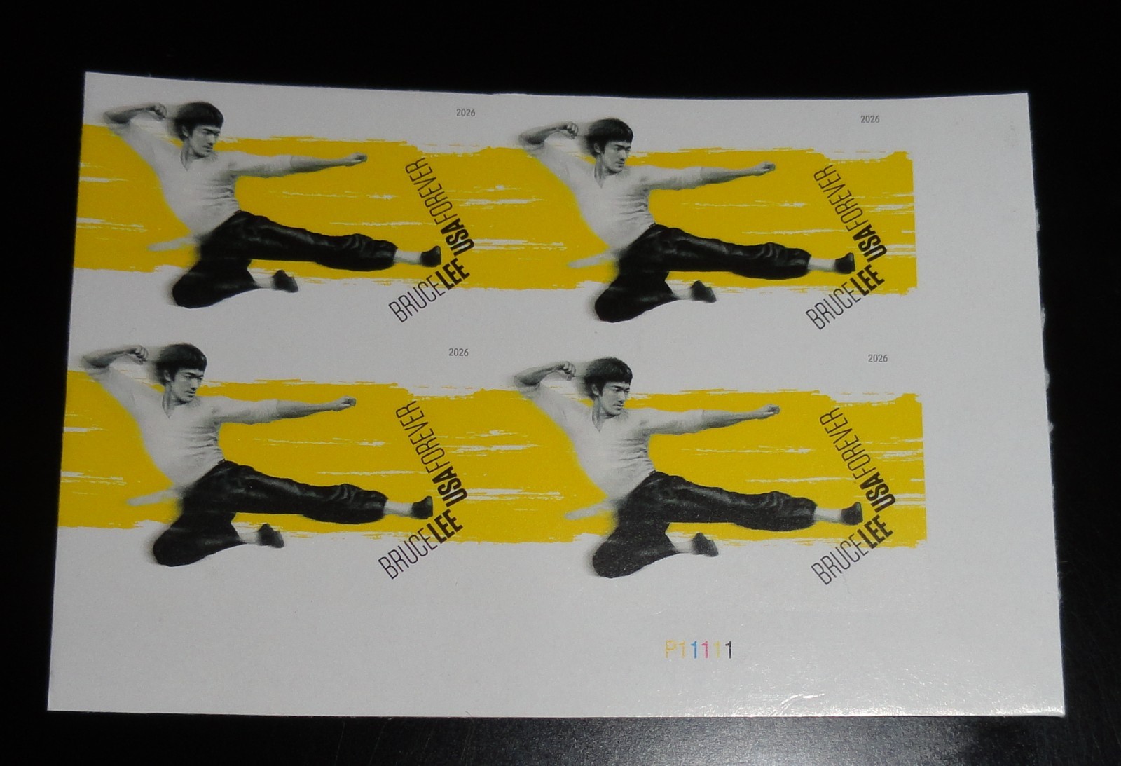 US SC# #6055 Imperf Bruce Lee Plate Block of 4 Imperforate No Die Cuts Lot A