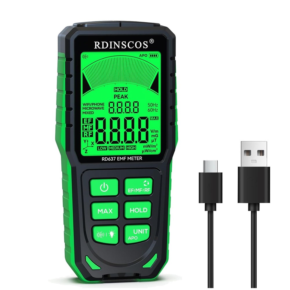 Comprehensive EMF Detector: Measure 3 Radiation Types with Backlit LCD Display