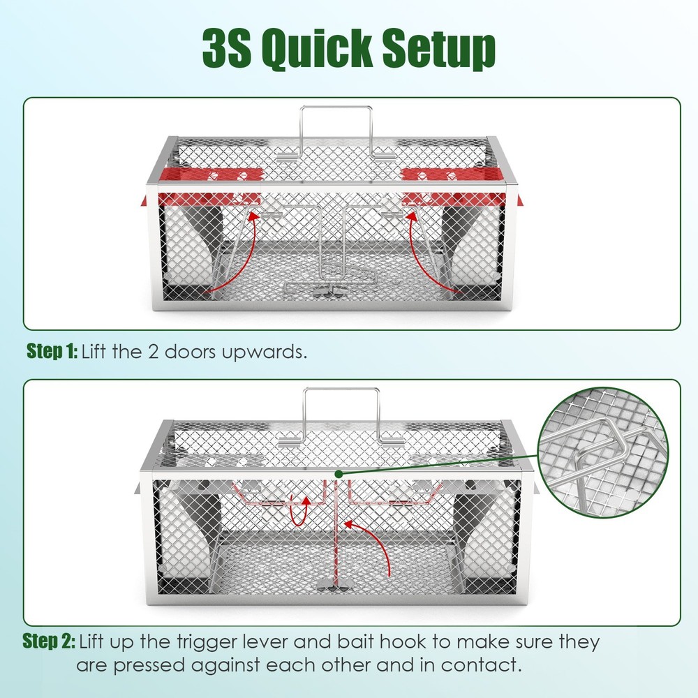 2 Pack Humane Rat Trap Automatic Continuous Mouse Trap Live Rodent Animal Cage