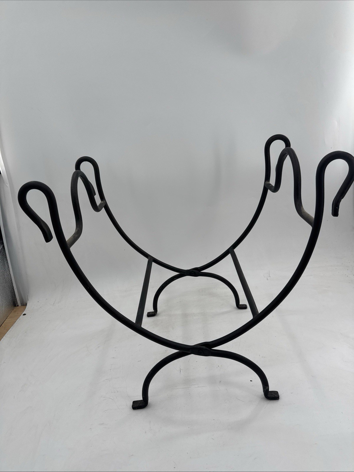 Vtg Firewood Log Carrier Rack Fireplace Wood Holder Suede Carrier Folding