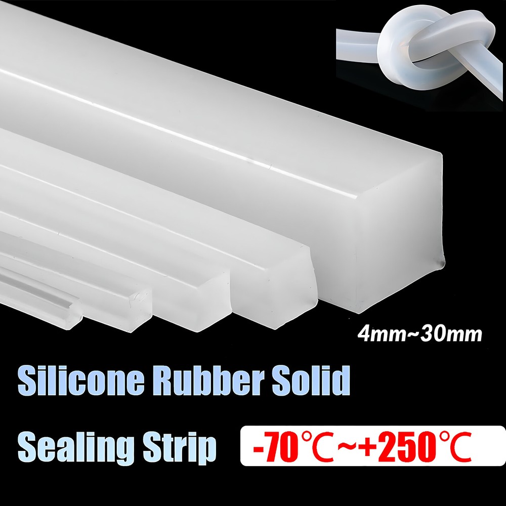 Silicone Rubber Square Solid Sealing Strip Gasket 4mm ~ 50mm Flexible Waterproof