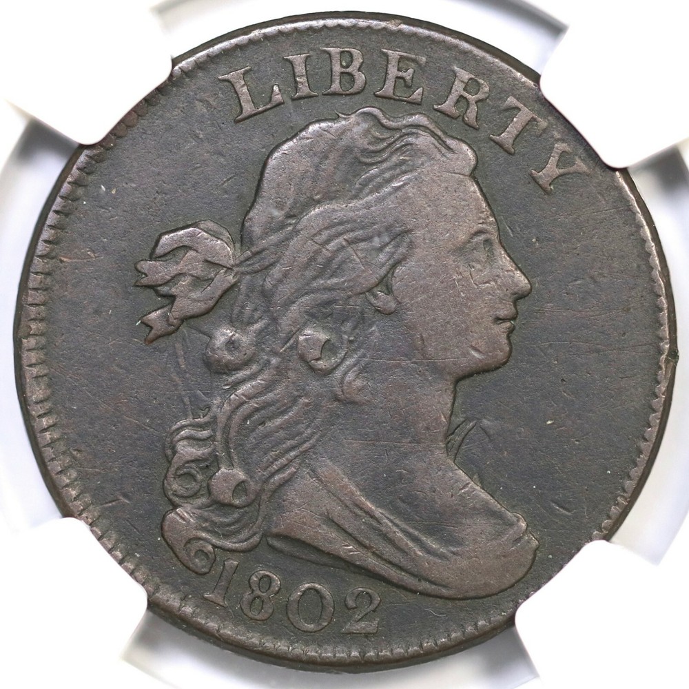 1802 S-240 R-3 NGC VF 25 Draped Bust Large Cent Coin 1c