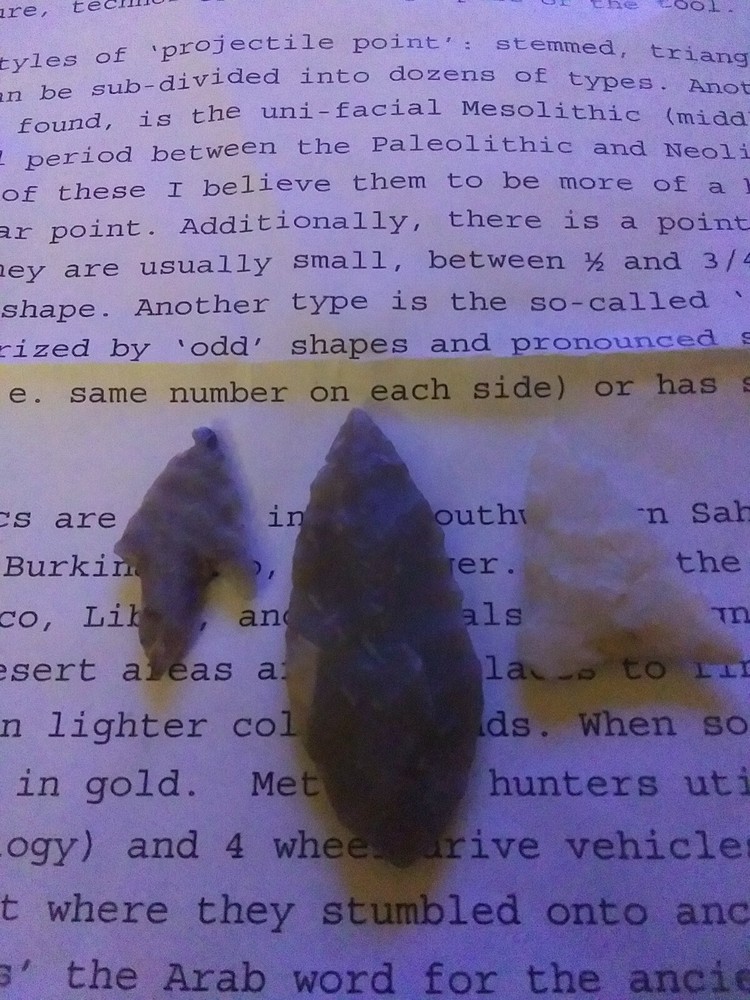 3 mixed Sahara Neolithic projectile points/tools Range from 4000 to 9000 yrs old