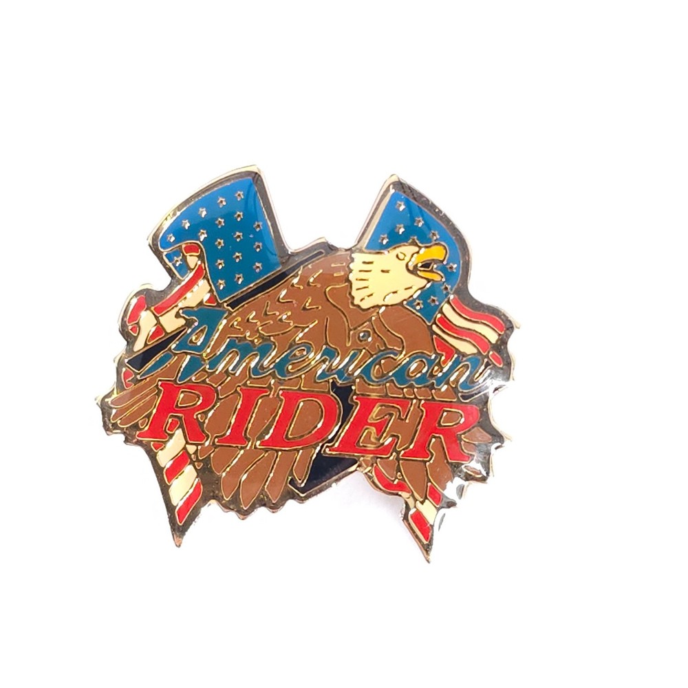 Vintage American Rider Pin Eagle Flags