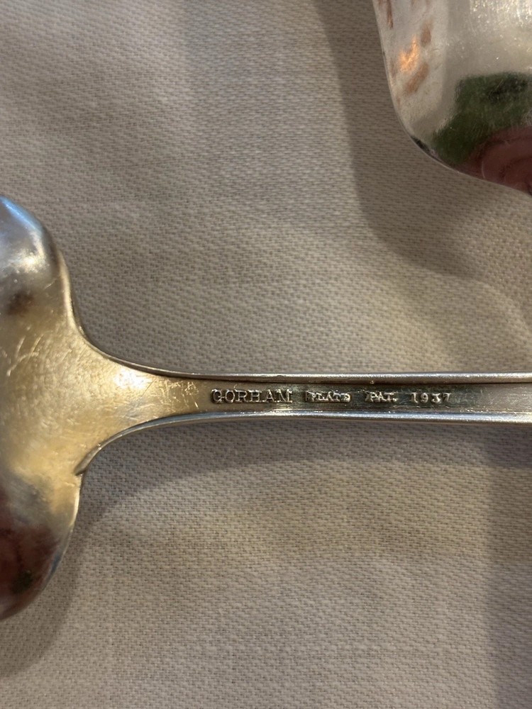 Gorham Cavalier (1937) Silverplate Salad Fork & Spoon Serving Set (both 9”) Rare