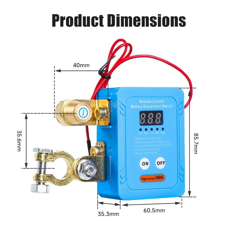 12V 240A Remote Battery Disconnect Switch, Kill Switch for Led Voltage Display