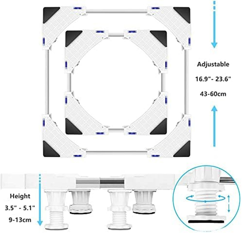 Adjustable Multi-Functional Refrigerator and Washing Machine Stand with 4 Feet