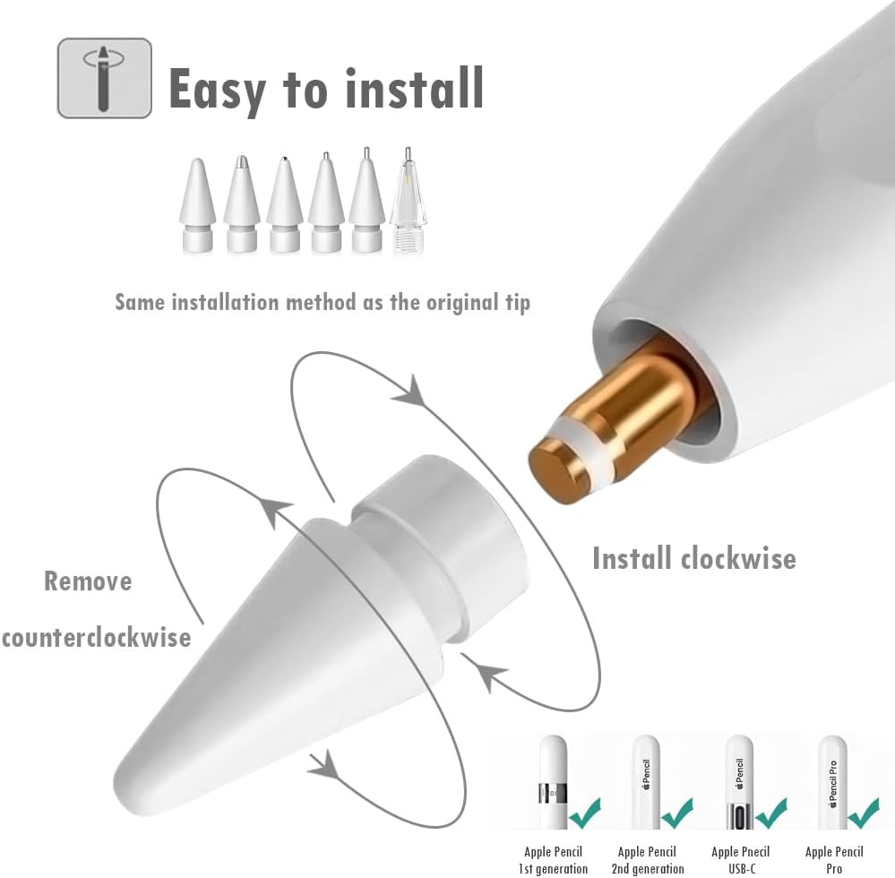 Replacement Pencil Tips for Apple Pencil, Multiple Durable Ipencil Tip Nibs Acce