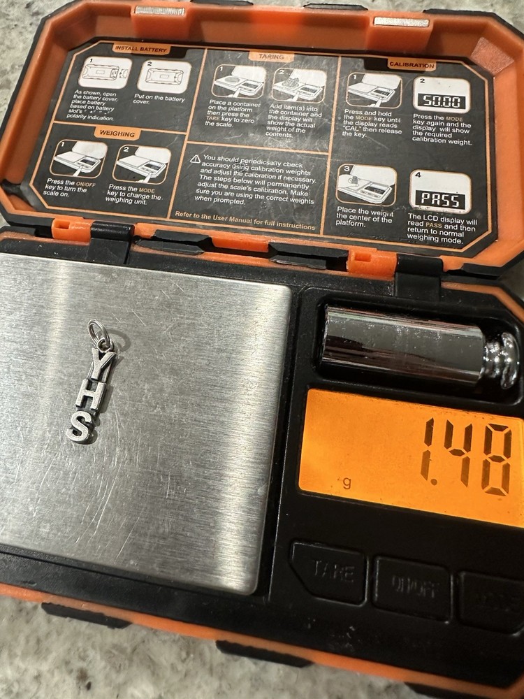 SJC Signed Sterling Silver 925 ‘YHS’ Dangle Charm, 21mm