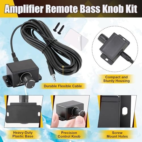 Universal Bass Knob Control Kit with 16ft Cable, 3.5mm Jack, Remote Replacement