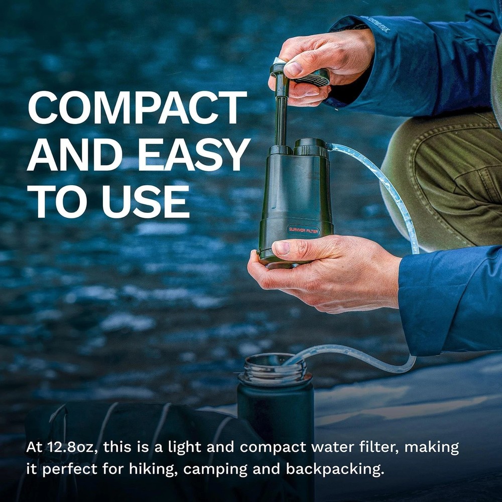 Survivor Filter PRO - Hand Pump Camping Water Filtration System Survival