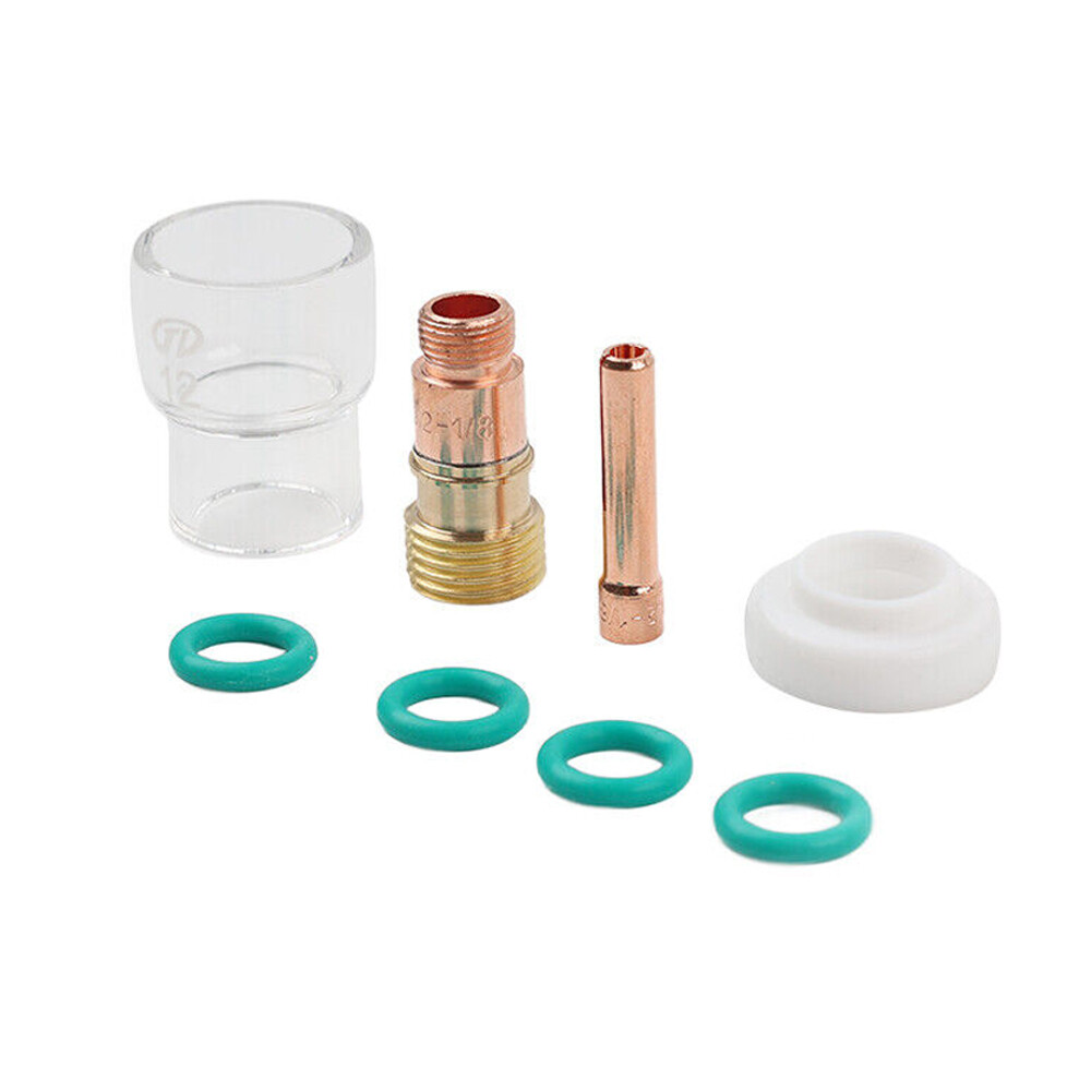 8x TIG Welding Stubby Gas Lens #12 Pyrex Cup Kit For Tig WP-17/18/26 3/32