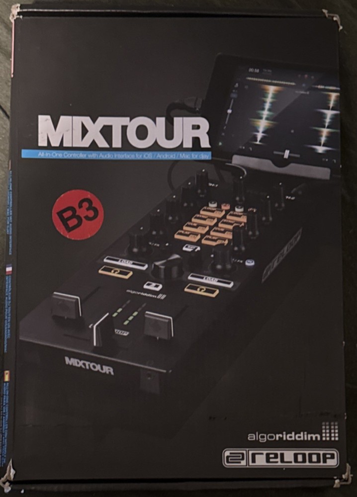 Reloop Mixtour Portable Digital DJ Mixer, 2-Channel Filter, Power Adapter, Guide