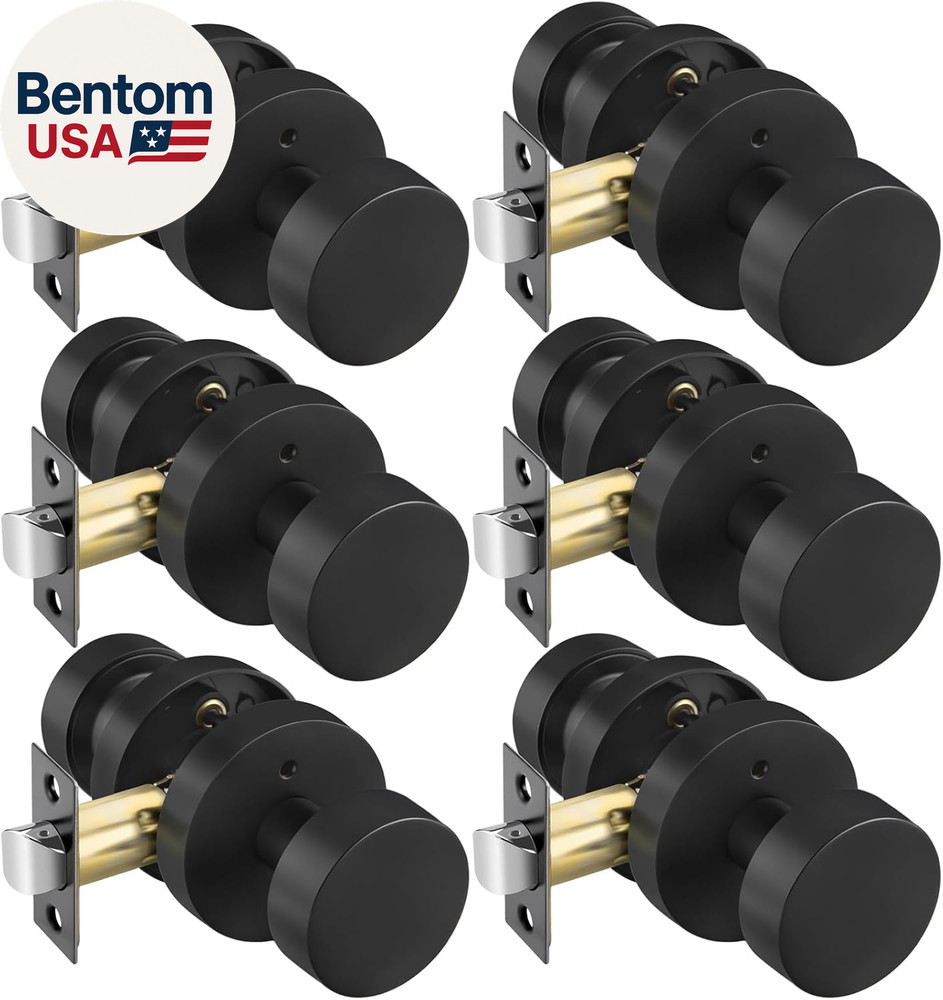 Black Door Knobs Interior, Zinc Alloy round Ball Matte Black Privacy Door Knobs